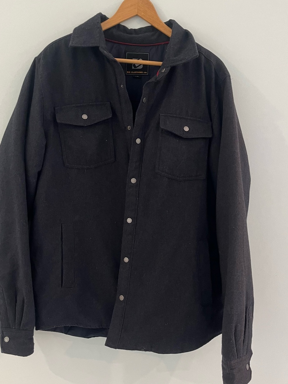 Men's Black Lightweight Shirt Jacket with Front Pockets